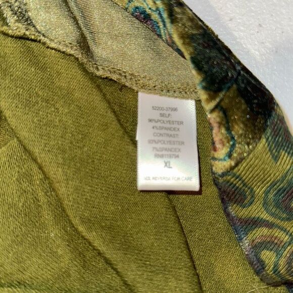 Vintage Y2K Whimsigoth Green Long Sleeve Tunic Top Stretch Burn Out Velvet Size - Picture 13 of 14